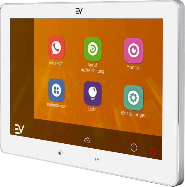 Flacher 10 Zoll Innenmonitor in Weiß zur Aufputz Montage mit moderner Glasfront